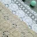Cotton Handmade Crochet lace Table Runners Rectangular Tablecloth Doilies Doily Table Dresser Scarf Dcor,19x23Inch,Beige