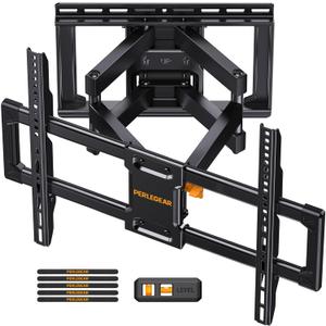 Perlegear UL Listed Full Motion TV Wall Mount for 42-90 inch TVs up to 132 lbs, TV Mount with Dual Articulating Arms, Tool-Free Tilt, Swivel, Extension, Leveling, Max VESA 600x400mm, 16" Studs, PGLF8.