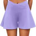 AegisChic Flowy Shorts for Women with Pockets,Womens High Waisted Crossover Tennis Skorts Running Athletic Shorts (L)