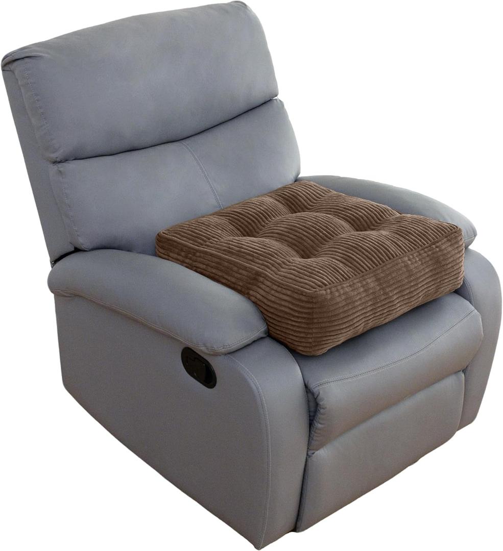 HIGOGOGO Tufted Corduroy Recliner Seat Cushion for Elderly, 20x20x6 Inch Extra Large Square Seat Cushion for Recliner Chair, Floor Pillow, Office Chair, Car, No Pressure on Thighs, Brown