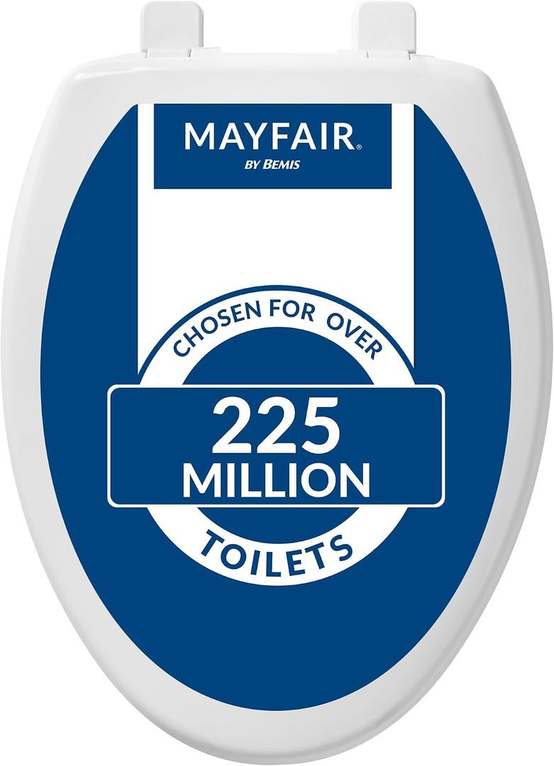 Mayfair Caswell Modern Slow Close Toilet Seat, Durable Plastic, Elongated, White