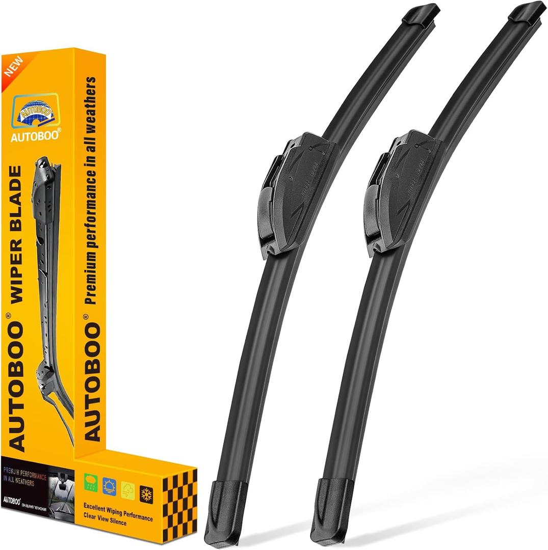 AUTOBOO 22" and 22" Windshield Wipers Blades (Pack Of 2),OEM Quality Premium All-Seasons Wiper blades,Stable and Quiet Armor wiper blades (22" + 22"(Pair for Front Windshield))
