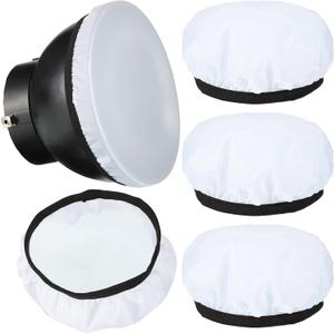 4 Pieces Diffuser Lamp Sock Soft Cover 7 Inches/ 18 cm Standard Cloth Diffuser Light Sock Lampshade Reflector Lamp for Strobe Flash Light Speedlite(White)