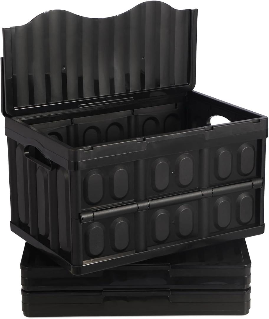 45L Collapsible Milk Crate for Storage, Plastic Crates 3 Packs, Collapsible 55lbs Heavy Duty Storage Crates for Home, Camping, Organizing