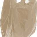 Grocery Shopping Plastic T-shirt Bags Plain 12" x 7" x 21" (Brown, 150)