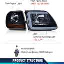 PIT66 LED DRL Headlights & Corner Parking Lights Compatible with 1998-2003 Ford F150 /2004 F150 Heritage/Fit 1998-1999 F250 /Fit 1997-2002 Expedition Smoky Lens Black Housing