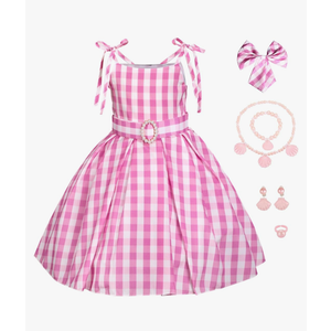 ATIMIGO Girls Pink Cosplay Costume Dress Vintage Birthday Halloween Party Outfit Chirstmas Gift for Girls Dress Up 120