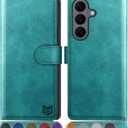 SUANPOT Compatible with Samsung Galaxy S26 Plus Wallet case with RFID Blocking Credit Card Holder,Flip Book PU Leather Protective Cover Women Men for Samsung S26 Plus Phone case Blue Green