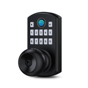 Hidalife Keypad Door Lock with Knob, Fingerprint Keyless Entry Door Lock for Front Door, Easy Passage Mode, Biometric Door Lock with Code, Matte Black