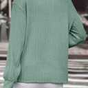 SHEWIN Women Shirts Long Sleeve Ribbed Knit Tops Fall Dressy Tunic Pullover Oversized Sweatshirt Spring Casual Trendy Clothes 2025 V Neck Outfits Green Size M (M)