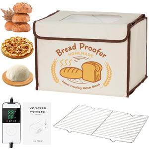 Folding Bread Proofing Box with Temp Control (50-113) & 48H Timer, Sourdough Proofer Box with Stainless Steel Rack, 4 Preset Modes Dough Proofer for Sourdough, Making Bread,Yogurt,Pizza,Kombucha -M