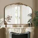 Besdomus Gold Large Fireplace Mirror: 48"x33" Baroque Vintage Arched Mirror