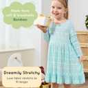 Bamboo Viscose Girls' Dresses Long Sleeve Toddler and Little Kids Twirl Dress (4T, Blue Christmas)