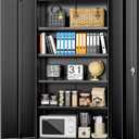 INTERGREAT Black Metal Storage Cabinet Doors, 72" Locking Steel Storage Cabinet with Shelves, Tall Metal Cabinet Lockable Steel Cabinets for Home Office, Garage