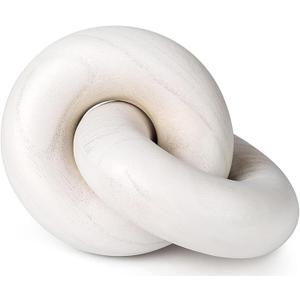 2 Link Wood Chain Link Decor,White Wooden Knot Boho Farmhouse Rustic Decor for Coffee Table Modern Book Shelf Accents Home Console Table Items Living Room