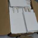 BagDream Gift Bags 100Pcs 5.25x3x8 Small Kraft Paper Gift Bags with Handles Bulk, White Paper Sacks for Wedding Birthday Party favor, Retail, Merchandise, Small Grocery