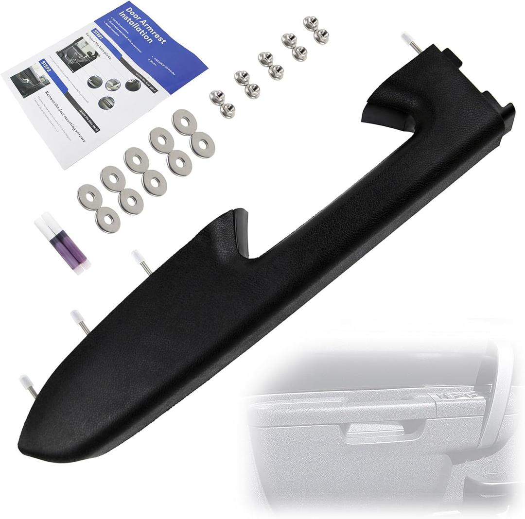 22818465 Front Left Driver Side Door Panel Armrest Repair Kit with Door Release Handle Below Armrest (17 Inch) Black Compatible with 2010-2014 Chevrolet Chevy Silverado/GMC Sierra 1500 2500HD 3500HD