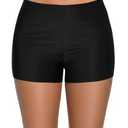 Yonique Womens Swim Shorts Solid Tankini Bottoms Swimsuit Bottoms(Black, 18Plus)