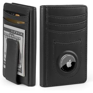 ALLIVE Minimalist Wallet for Men with AirTag Holder, Genuine Leather, RFID Blocking, Slim Profile with Money Clip - Designed for Modern Life (Classic Black) ALLIVE Minimalist Wallet for Men with AirTag Holder, Genuine Leather, RFID Blocking, Slim Profile with Money Clip - Designed for Modern Life (Classic Black)