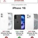 for iPhone 16 Case, 2X Screen Protector, Anti-Drop, 3Layer Military Grade Shockproof, Heavy Duty Protective Phone Cover, 6.1-Inch, Black