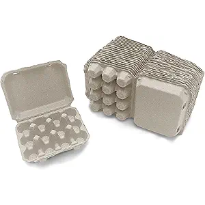 Henlay Quail Egg Cartons - Recycled Cardboard Paper Pulp 3x4 Square Style - Holds One Dozen Eggs (30)