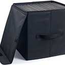 Vinyl Record Storage Box for 12-inch Records Crate Holds up to 90 records,Pack of 1-14x 13x 13 Inch LP record storage for Valuable Album Collection - Black, 2Packs