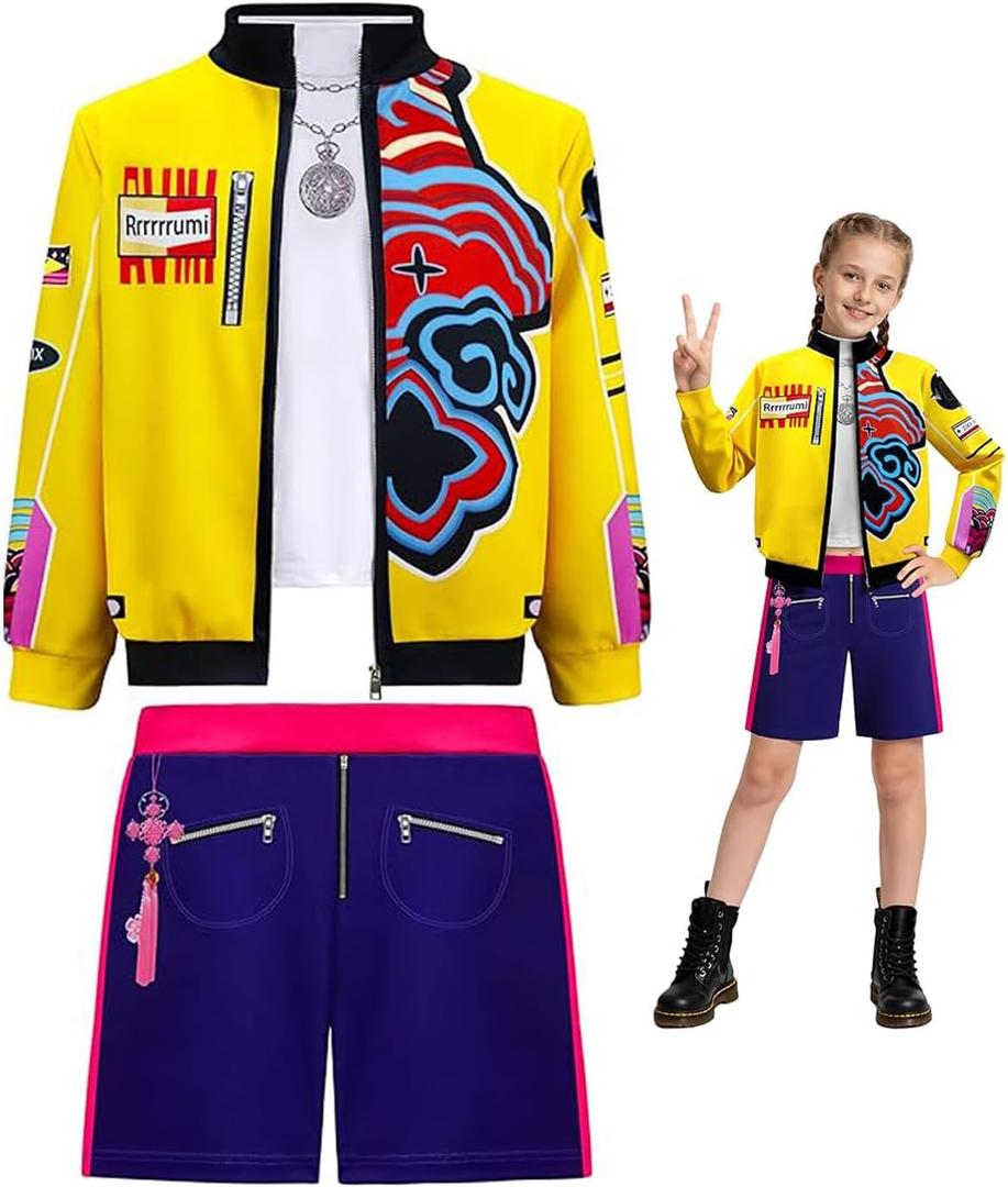 Girls Stage Outfit Pop Singers Dress Up Costume for 7-12Years (130, Yellow)