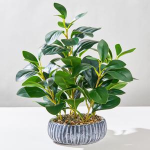 NASAMA Realistic Artificial Potted Plant, Faux Indoor Greenery for Home Office Living Room Bookshelf Bathroom Decor, Low-Maintenance Space-Saving Fake Plants with Modern Decorative Vase