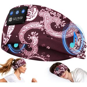 LOVE EYE Sleep Headphones Bluetooth 5.4, Sleep Mask Wireless Music Eye Mask for Side Sleepers, Soft Breathable Music Headband with HD Speaker for Workout Jogging Yoga Insomnia Travel Gift (Plum Red)