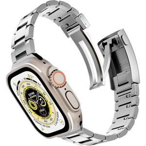 LDFAS Compatible for Apple Watch Ultra 3/2 Band 49mm, Series 10 46mm Titanium Metal[Super Scratch Resistant] Men Watch Strap Compatible for Apple Watch 9/8 45mm Band