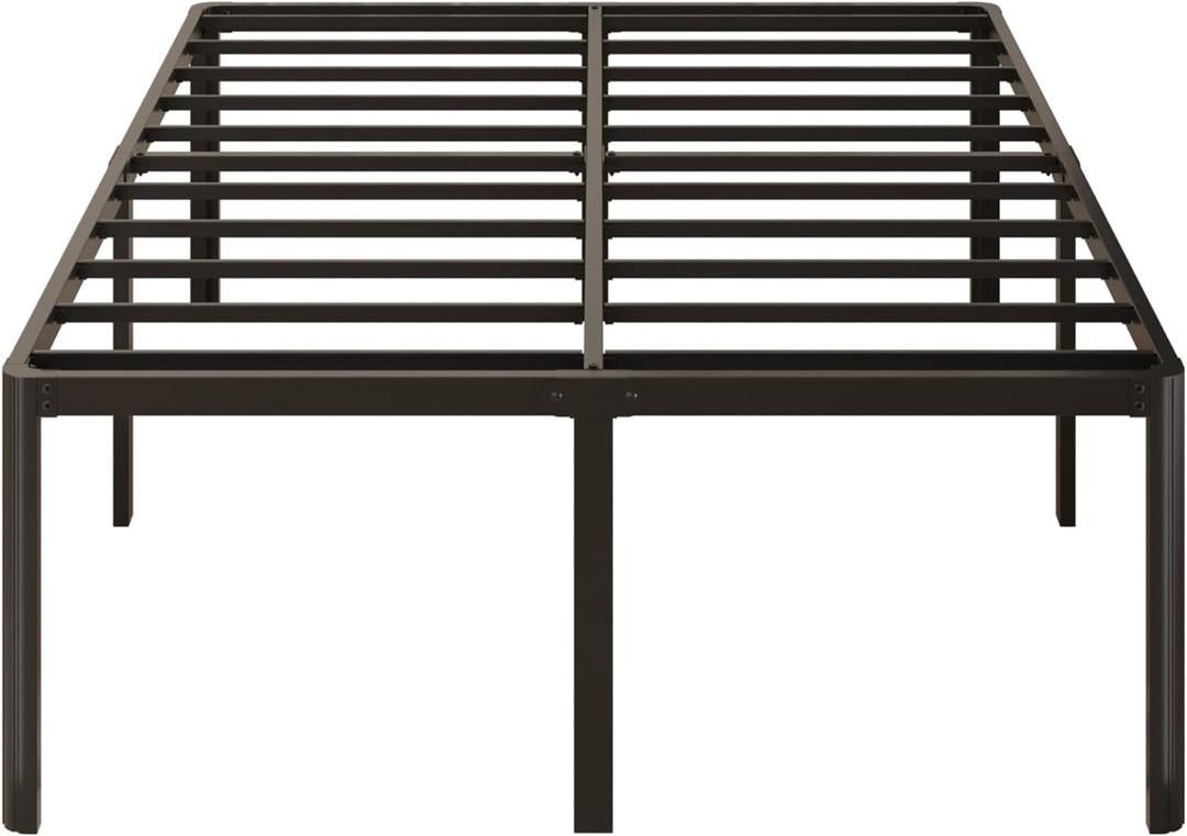 24 Inch High California King Bed Frames with Rounded Corner Legs, Heavy Duty Cal King Metal Platform Bed Frame No Box Spring Needed, Easy Assembly, Noise Free, Black