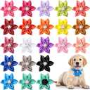 Reginary 20 Pcs Dog Collar Flowers, Pet Flower Bow Ties Multi Color Dog Charms Flower 3.35 Inch for Puppy Cat Pet Collar Grooming Accessories