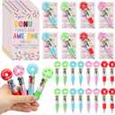 24 Sets Donuts Party Favor Pens Gift Bulk, 4-in-1 Multicolor Ballpoint Pen with Positive Cards for Christmas School Classroom Prizes and Funny Employe Appreciation Office Gift