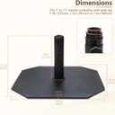C-Hopetree 44 lb Steel Plate Patio Umbrella Base, Square Heavy Duty Stand Weight with 4 Anti-Slip Pads for Outdoor Market Table Umbrella, Black