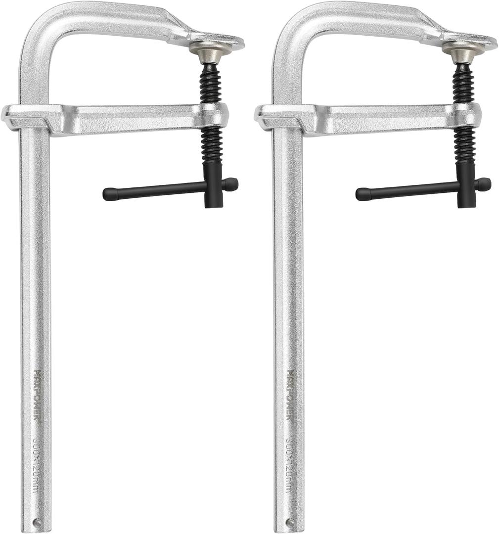 MAXPOWER Heavy Duty F Clamp 12-Inch x 4-3/4-Inch Throat (300 x 120mm Throat),Pack of 2