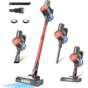 Tipdiy Cordless Vacuum Cleaner with Self-Standing, 40KPA Stick Vacuum Cleaners for Home, 8-in-1 Lightweight Rechargeable Vacuum, 7-Layer Filtration,Ideal for Carpet, Pet Hair, Hardwood Floors