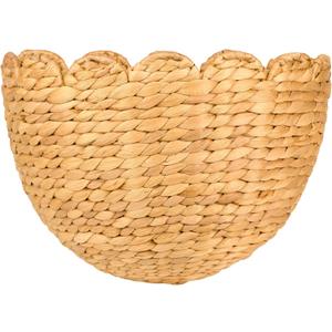 Scalloped Wicker Wall Basket Easy to Install with 2 Hooks, Handwoven Hanging Wall Dcor Wall Hanging Baskets for Organizing