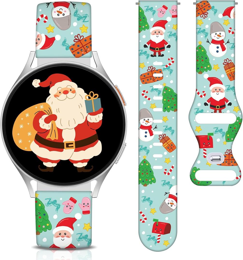 Holiday Watch Band Compatible with Samsung Galaxy Watch 6/5/5 Pro/4/3/6 Classic/4 Classic/Active 2/Active, 20mm Christmas Halloween Replacement Strap for Samsung Galaxy 40mm 41mm 42mm 44mm 45mm 46mm