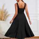 Kaximil Women's Square Neck Sleeveless A Line Maxi Dress Smocked Ruffle Flowy Casual Long Dresses (Small, Black)