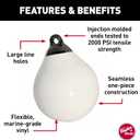 Taylor Made Tuff End Buoy, White (18") Flexible, Strong, Marine-Grade Vinyl Buoy for 25-40 Foot Boats Easy-to-use, Trivalve Inflates with Standard Ball Pump 2020108082