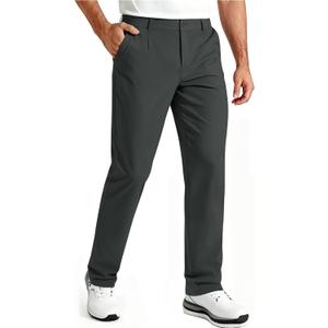 Mens Golf Pants Stretch Casual Dress Pant Elastic Drawstring Trousers (Gray, M)