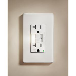 SURAIELEC 20Amp GFCI Outlet with Nightlight, Dusk to Dawn LED Night Light, GFCI Night Light Outlet 6000K, Tamper Resistant GFCI Elecrtical Receptacle, ETL Listed, Screwless Wall Plate, White, 1 Pack