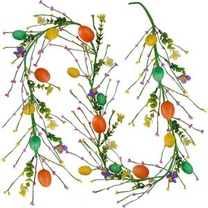 Winlyn 5.9 Ft Artificial Easter Egg Garland Spring Flower and Egg Garland with Pip Berry Hanging Decoration for Easter Home Mantel Shelf Table Runner Centerpiece Spring Wreaths Kitchen Cabinet Dcor
