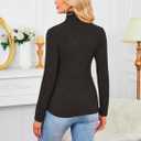 2 Pack Womens Long Sleeve Turtleneck Shirts Basic Fall Thermal Lightweight Pullover Tops Trendy Comfy Undershirts (Medium, Black, Coffee)