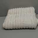 BEDELITE Fleece Throw Blanket for Couch - 300GSM Soft & Warm Fluffy Cream White Blanket, Decorative and Giftable Striped Blankets for Women, Men, 50"x60"