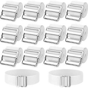 Geyoga 12 Pcs White Gait Transfer Belt for Senior 60 Inch Transfer and Walking Assistance with Metal Buckle, Cotton Soft Belt Holder for Homecare Caregiver Nurse Therapist