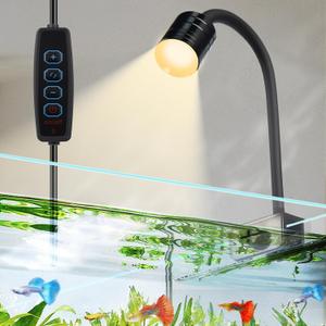 UPETTOOLS 3W LED Aquarium Light with 3 Color Modes Clip On Fish Tank Lamp for Plants, Terrariums & Coral (Yellow, Warm White, White)