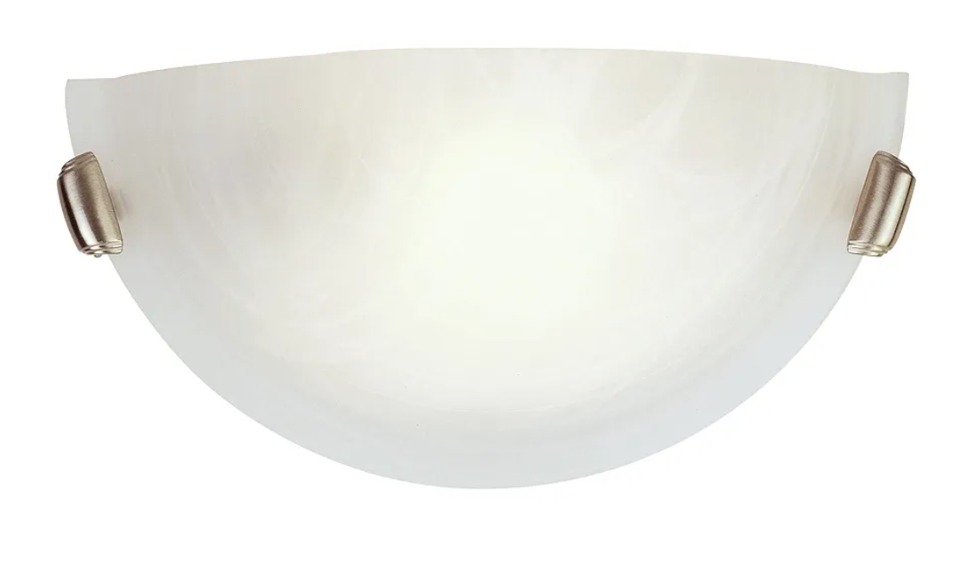 Livex Lighting 4271-91 Home Basics 1 Light Brushed Nickel Wall Sconce with White Alabaster Glass