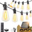 Brightown 100FT Solar String Lights Outdoor Waterproof, Patio Lights with Remote and 31+2 LED Shatterproof Bulbs, Dimmable & Timable, 3 Light Modes, Solar Lights Outdoor for Yard Camping Party Outside