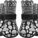 EXPAWLORER Anti Slip Dog Socks to Prevent Licking Paws,Winter Dog Boots & Paw Protectors,Dog Booties for Hardwood Floors with Grippers,Dog Shoes for Hot/Cold Pavement Small Medium Large Senior Dog (Sagegray)